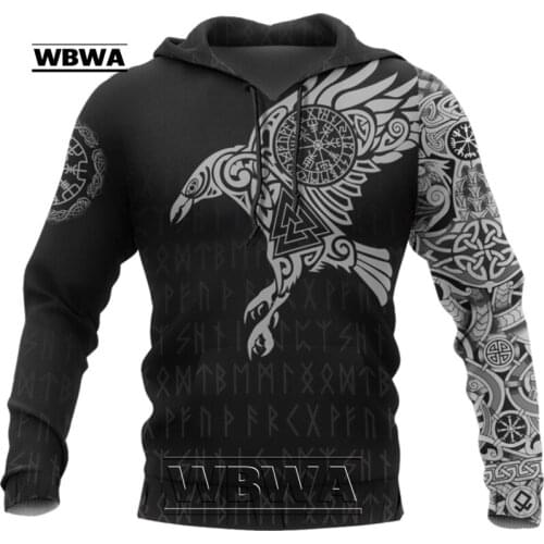 WBWA The Raven of Tattoo 3D Printed Men Hoodies Retro Harajuku Fashion Hooded Sweatshirt Autumn Hoody Casual streetwear hoodie