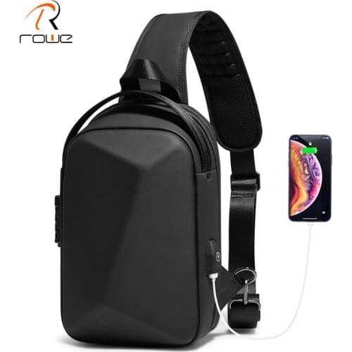 Rowe New Design Crossbody Bag For Men Fit for 10.2 Inch iPad Waterproof Anti-thief Shoulder Bag USB Charging Sling Chest Bags