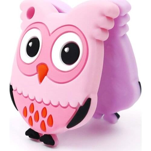 1pc Baby Silicone Teethers Cute Animal Owl Toddle Teether Chew Charms Baby Kids Teething Toys DIY Chewing Necklace Nursing Tool
