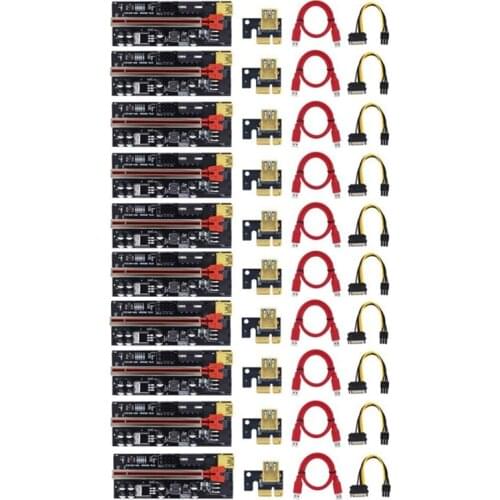 PCIE Riser Card VER009C PLUS PCI-E Riser 1X to 16X PCI Express Adapter Card with USB3.0 SATA 15Pin Power Cable