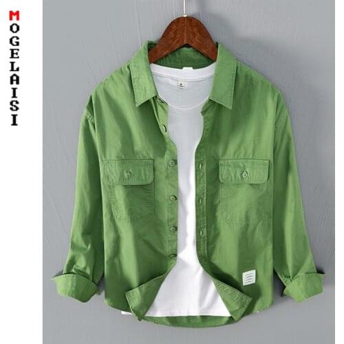 2021 2022 Autumn New shirts for Mens clothing long sleeve solid Pocket casual Oversized shirt camisa masculina 1251