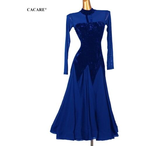CACARE Sexy Ballroom Dance Competition Dresses Waltz Dress Standard Dance Dresses Latin Customize D0867 Mesh Sleeve Big Hem