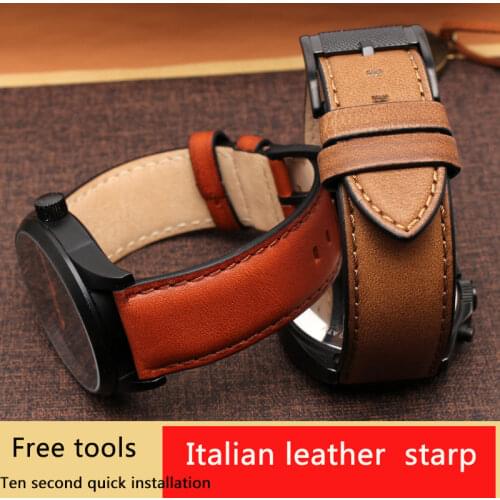 18 mm 20 mm 22 mm Italian leather strap universal flat joint with needle buckle free tool for mens Watch