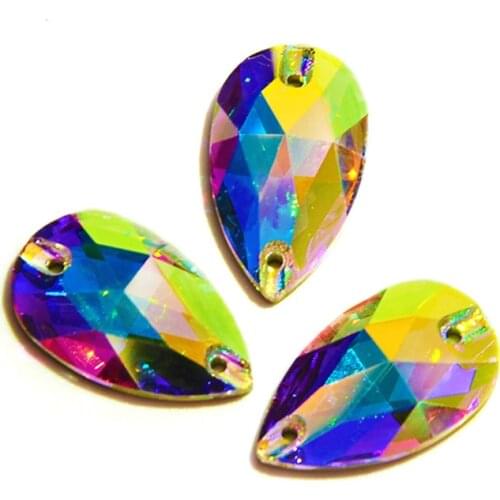 YANRUO 3230 Drop Color AB Sew On Crystal AB Glass Top Sewn Rhinestones Sewing Crystal Decoration For Dresses