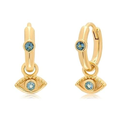 Aide 925 Sterling Silver Gold Evil Eye Blue Clear Zircon Stud Earrings for Women Jewelry 2021 Rock Punk Crystal Loops Piercing
