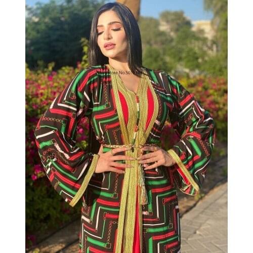 2 Piece Set Muslim Abaya Dubai Dress African Print Dresses for Women African Print Dresses European Clothing