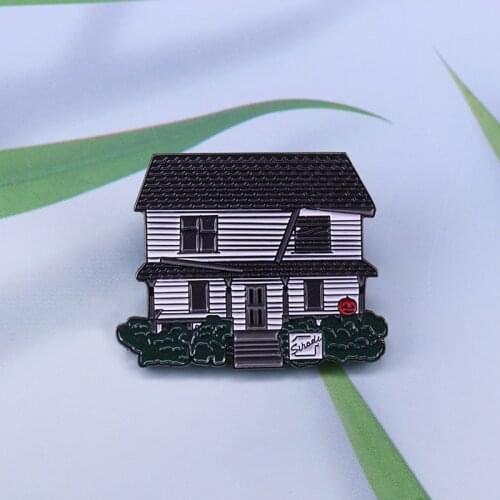 Horror Myers' house Badge The night he come home Enamel Pin Comedy It just huge in my house