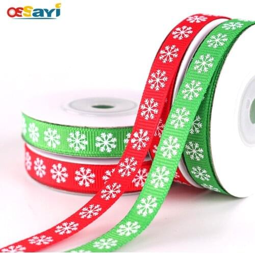 1Roll 9M*1cm Christmas Ribbon Grosgrain For Decoration Snow Printing Christmas Gifts Box Wrapping Satin Ribbon Handicrafts