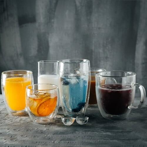 1 Pcs Heat-resistant Transparent Double Wall Glass Cup Beer Coffee Cup Set Tea Beer Water Mug Drinkware Kitchen Accessories