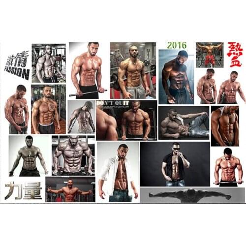 24 style Choose Male muscle fitness bodybuilding gym exercise weight loss slimming Art print Silk poster Home Wall Decor