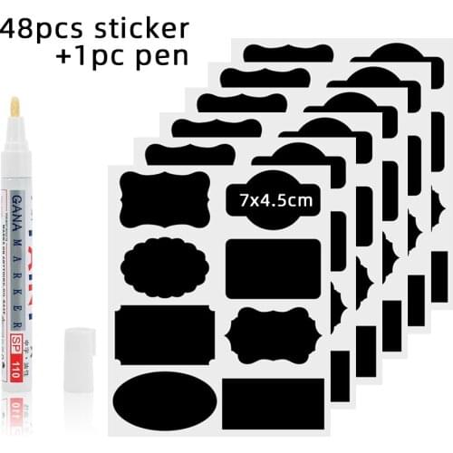 48pcs Jar Stickers Spices Label Sticker Kitchen Storage Organizer Bottles Jam Spice Jars Stickers Labels Sticker Blackboard Tags
