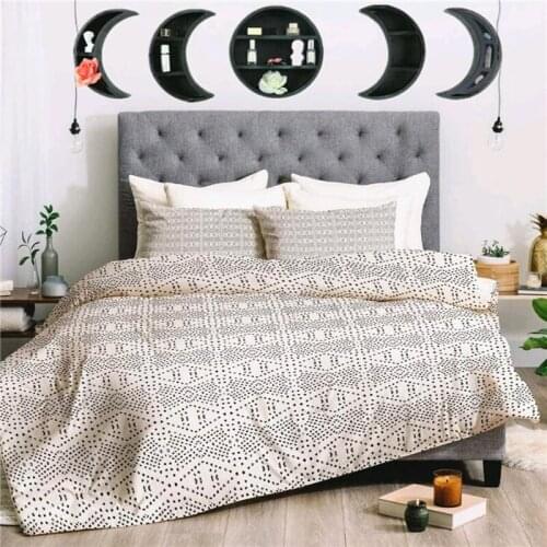 5pcs/1set Bohemian Wooden Moon Phase Shelf Black Lunar Eclipse Moon Wall Storage Box Wall Decoration for Home Living Room W4411