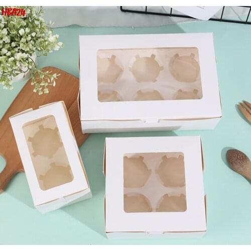 5Pcs 2/4/6 Portable Cavities Cupcake Boxes Packaging Cookie Boxes Dessert Containers Egg Tart Boxes Muffin Dragees Holder Boxes