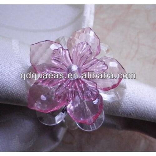 Acrylic flower napkin ring in pink ,cheap napkin holder