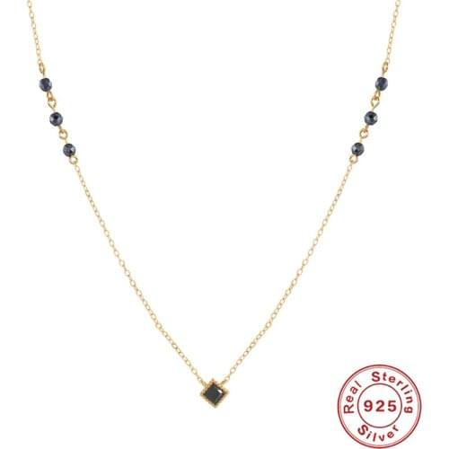 BOAKO 925 Sterling Silver Necklaces For Women Black Diamond Clavicle Necklace Jewelry Collier Bijou Collares Pendant Collar Gift