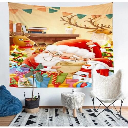 Santa Claus Printed Living Room Decoration Wall Hanging Tapestry Yoga Mat Rug Home Decor Art