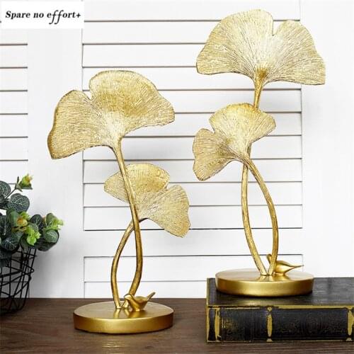 Home Decoration Light Luxury Ginkgo Leaf Ornaments Resin Toys DIY Garden Accessories Model Room Living Room Interior Figurines