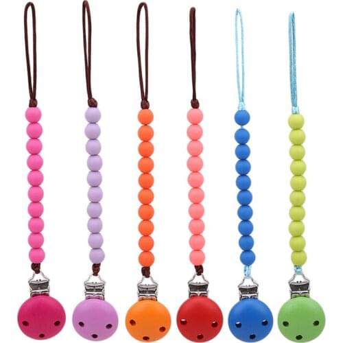 Wooden Pacifier Clips Non-toxic Soother Clips Baby Pacifier Holder Teething Toy Attache Sucette Dummy Clip
