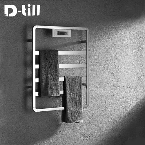 D-Till Electric Towel Rack Bath Towel Rail Led Display 220w Power Constant Temperature 35-65° Timed Off 2-8hrs Concealed wire
