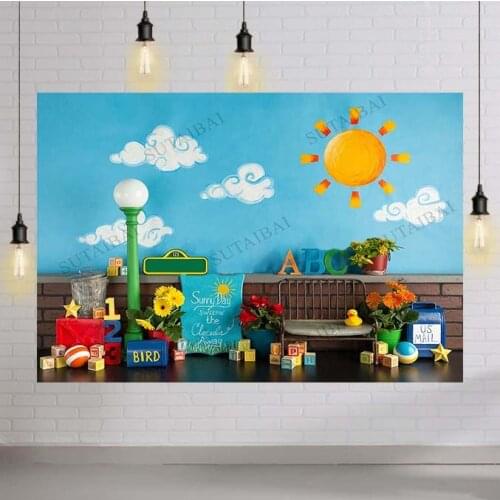 Sesame Street Birthday Party Backdrop for Photography Newborn Kids Cartoon Photo Background Studio Party Decoration Birthday