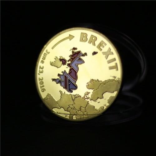 The 2016 Brexit badge England exit the European 24K real gold plated Coin 40 x 3 mm decoration coins
