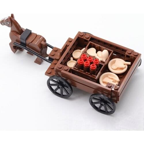 MOC Building Block Medieval Accessories Soldier Figures Army Scene Logistics Wagon Carriage Children Toys