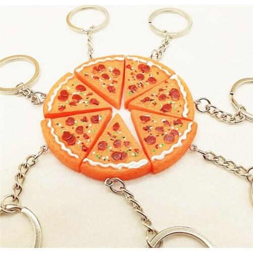 Creative Korean Simulation Pizza Pendant Keychain Resin key chains for Gifts Promotional Food Series Accessories