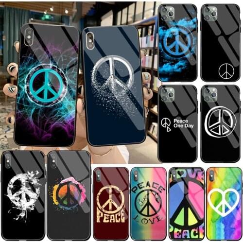 Peace Soft Silicone Black Phone Case Tempered Glass For iPhone 11 Pro XR XS MAX 8 X 7 6S 6 Plus SE 2020 case