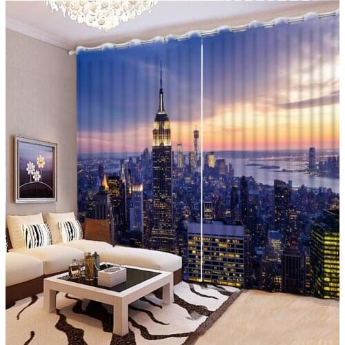 Night view curtains Luxury Living Room Curtains 3D Curtains For The Bedroom Kitchen Modern Window