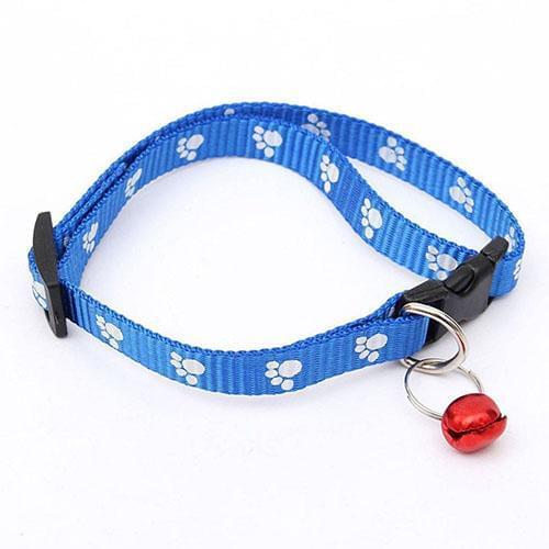 Pet Collar Cat Dog Puppy Adjustable Footprint Nylon Strap Collar with Bell Pet Supplies