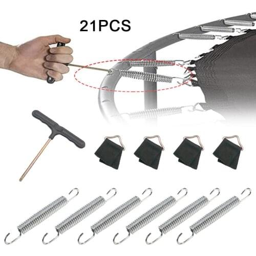 9-16.5cm Replacement Stainless Steel Trampoline Springs T-Hook V-Ring For Circular Trampoline Jumping Bed Accessories Kit Set