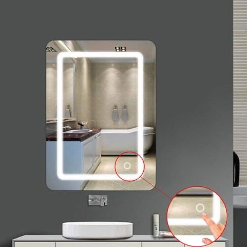70x50cm Rectangular Bath Bathroom Mirror Anti Fog Mirror Beauty Makeup LED Mirror White LED Light Wall Mounted Bath Mirrors HWC