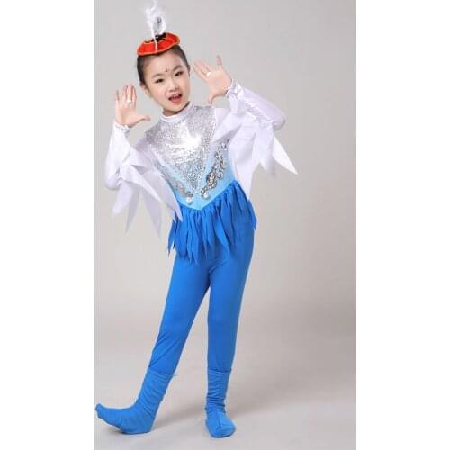 Clearance Blue Bird Costumes For Girls Halloween Animal Dance Clothing Children Day Stage Performance Suits