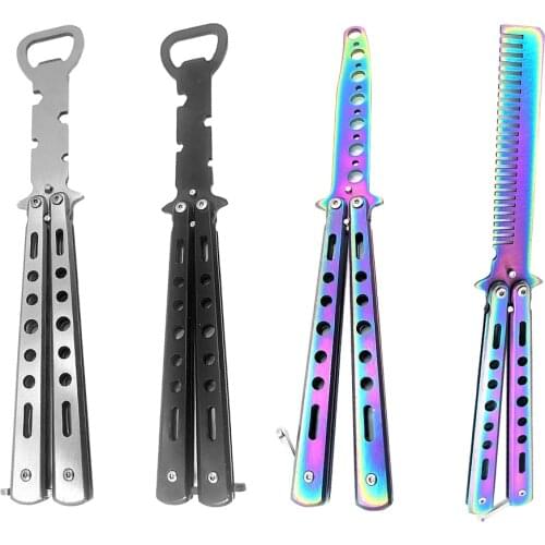 Foltable Training Knife Comb Stainless Steel Folding Cutter Practice Butterfly Hair Comb Styling Tool Hairdressing Brush Comb