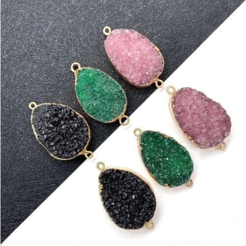 Natural Stone Connector Drop-shaped Crystal Double Hole Pendant Used for Fashion DIYJewelry Making Necklace Bracelet Size20x40mm