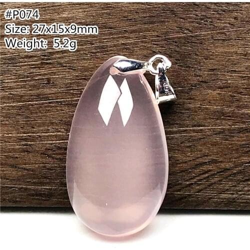 Top Natural Mozambique Rose Quartz Pendant Jewelry For Women Man 27x15x9mm Pink Water Drop Beads Silver Crystal Gemstone AAAAA