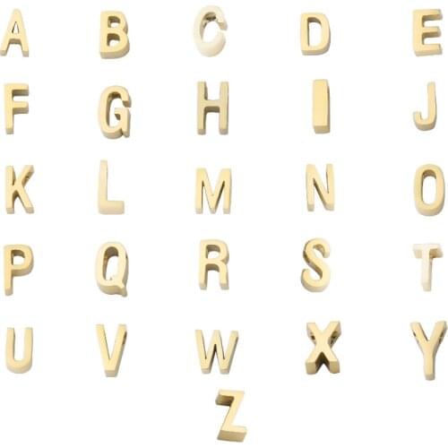 Fnixtar Stainless Steel Mirror Polished Bead Hole Size 1.8 English Alphabet Letters A-Z Charm Beads Jewelry Finding 26piece/lot