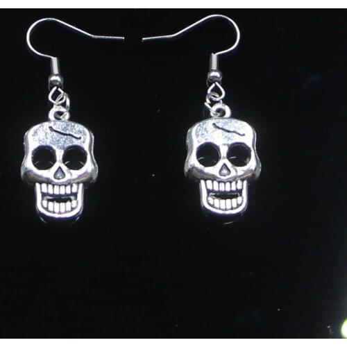 Fashion Handmade Simple Design 23*12mm Skeleton Skull Drop Earrings For Women Gift Fashion Jewelry Cute Small Object
