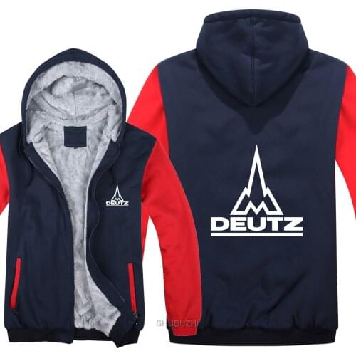 Winter Deutz Fahr Tractor Hoodies Mens Zipper Coat Fleece Thicken Deutz Fahr Tractor Sweatshirt Pullover