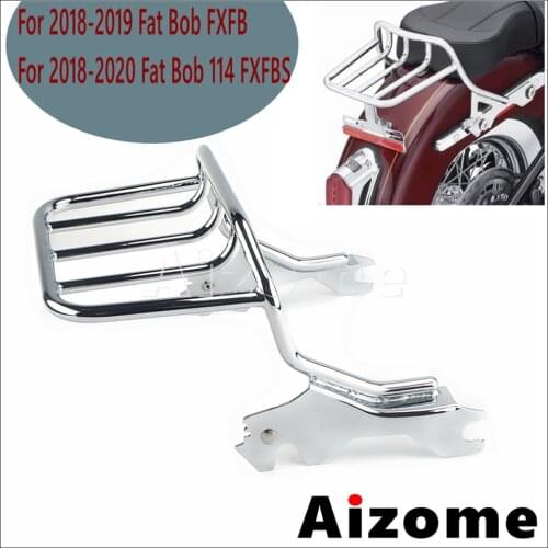 1x Chrome Steel Two up Detachable Luggage Carrier Motorcycle Rear Support Shelf Racks for Harley Softail FXFB FXFBS 2018-2020