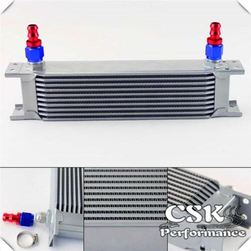 10 Row 8AN Universal Engine Oil Cooler 3/4"UNF16 + 2pcs AN8 Straight Fittings