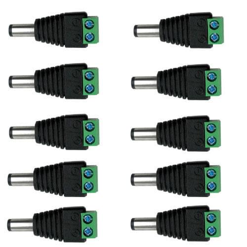 10x DC 5.5 x 2.1mm Power Male Jack Adapter Cable Plug Connector for CCTV / LED