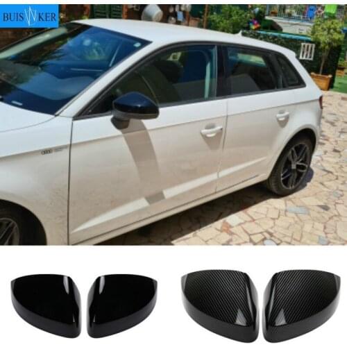 2 pieces for Audi A3 S3 8V RS3 Side Wing Mirror Covers Caps Carbon Fiber Gloss Black Mirror Caps 2013 2014 2015 2016 2017 - 2019