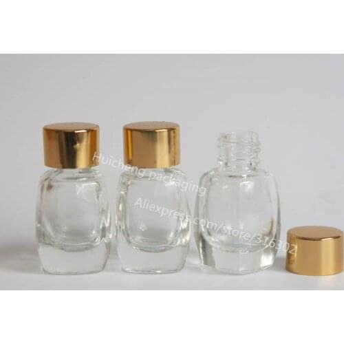 300pcs/lot 5ML Clear Glass Bottle With Gold Cap 5CC Glass Sample Vials Cosmetic Container