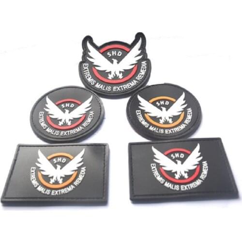 3D PVC Game Airsoft Cosplay Patches The Division SHD Wings Out Badge Military Armband Tactical Rubber Patches