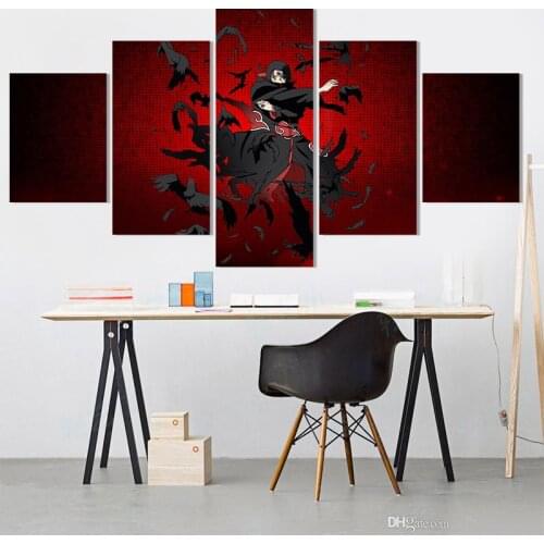 5pcs Itachi Uchiha Naruto Anime Pictures Posters Wall Art Home Decor Modular Canvas HD Printed Paintings Living Room Decoration