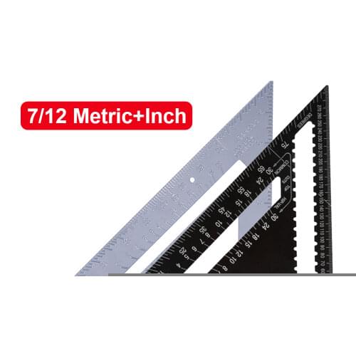 7/12inch Triangular Ruler Square Metric Aluminum Alloy Triangle Angle Ruler Protractor Woodworking Layout Gauge Measure Tool