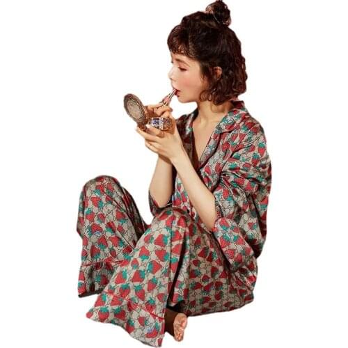 8811-b1 Satin Couples Pajamas Home Wear Leisure Comfortable Thin Words Nightgown Same Cardigan Suit Sleepwear