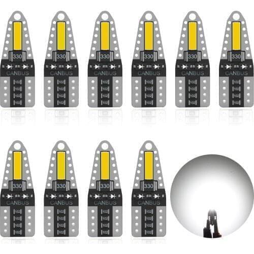 AGLINT 10Pcs W5W T10 LED Bulbs CANBUS Error Free 2SMD 194 168 2825 Wedge Replacement Bulb Car Interior Dome Map Trunk White 12V