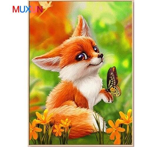 Muxun 5D Diy Diamond Painting Animal Butterfly Diamond Embroidery Fox Full Square Mosaic Picture Of Rhinestones Home Decor Jq737